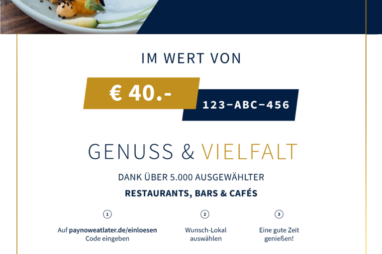 Restaurant Gutschein für Geschenkgutschein für Firmen
